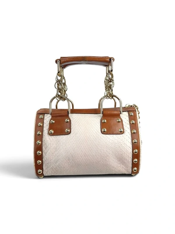 Bolsa Versace em Phyton Off White e Couro Caramelo