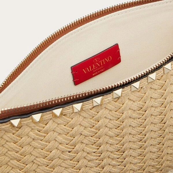 Clutch Valentino Ráfia e Couro