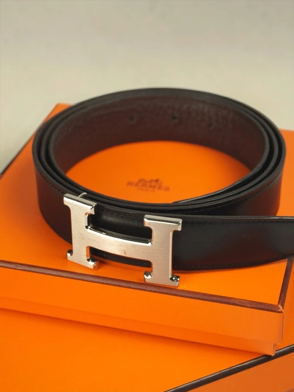 Cinto Hermès Constance Reversível Preto e Marrom