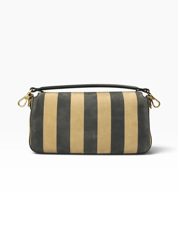 Bolsa Fendi Nubuck Pequin Baguette Moro e Ebano