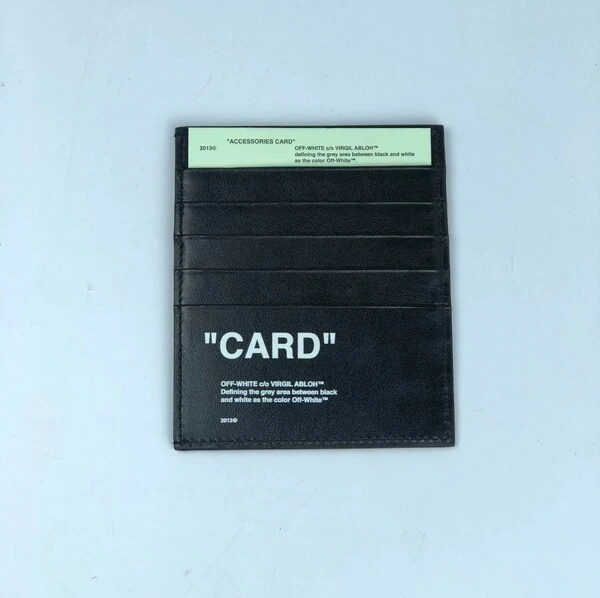 Porta Cartão Off White Couro Preto
