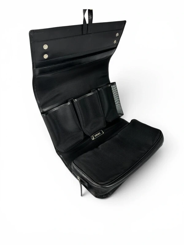 Necessaire Versace em Couro Granulado Preta