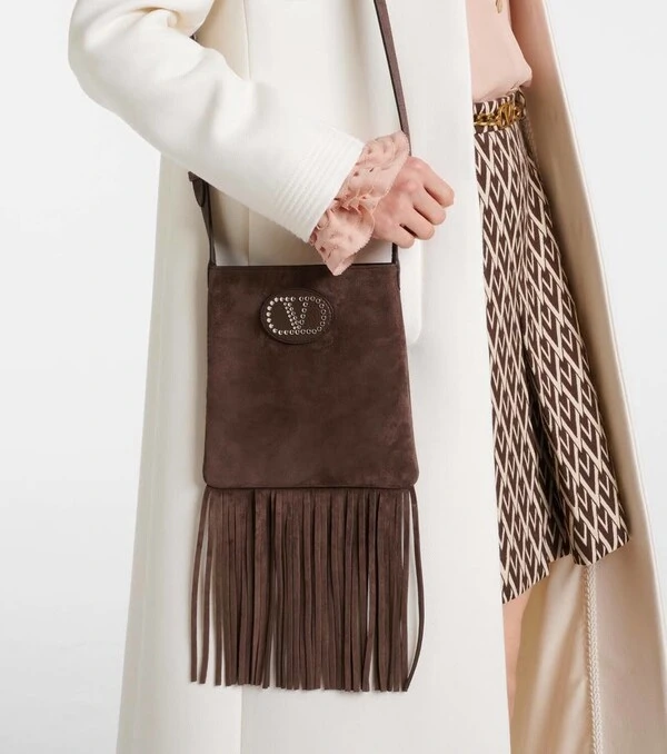 Bolsa Valentino Nellcôte Small Suede Marrom