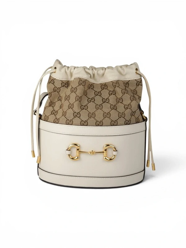 Bolsa Gucci Horsebit 1955 GG Canvas Bucket Ivory