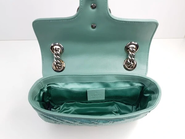 Bolsa Gucci Marmont Paetê Azul Turquesa