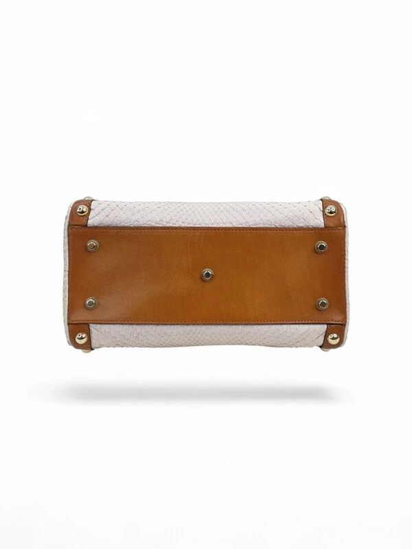 Bolsa Versace em Phyton Off White e Couro Caramelo