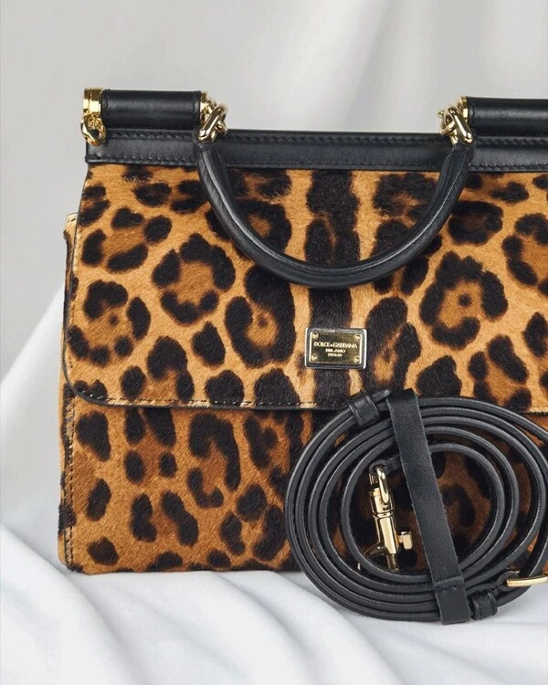 Bolsa Dolce & Gabbana Sicily Small Pony Hair Leopard