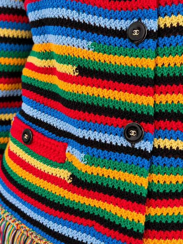 Cardigan Chanel Coco Beach Tricot Listrado Multicolorido