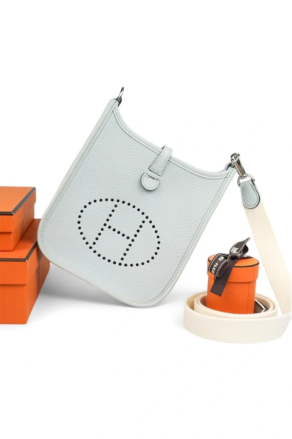 Bolsa Hermès Mini Evelyne 18 Baby Blue Clemence