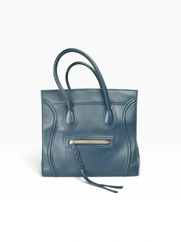 Celine Phantom Luggage Média Azul-Petróleo