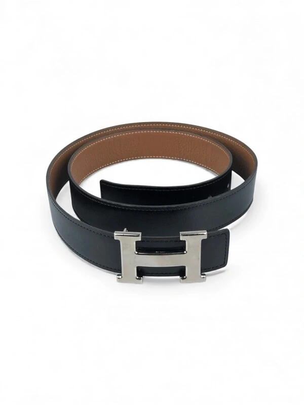 Cinto Hermès H Reversível Noir/ Gold