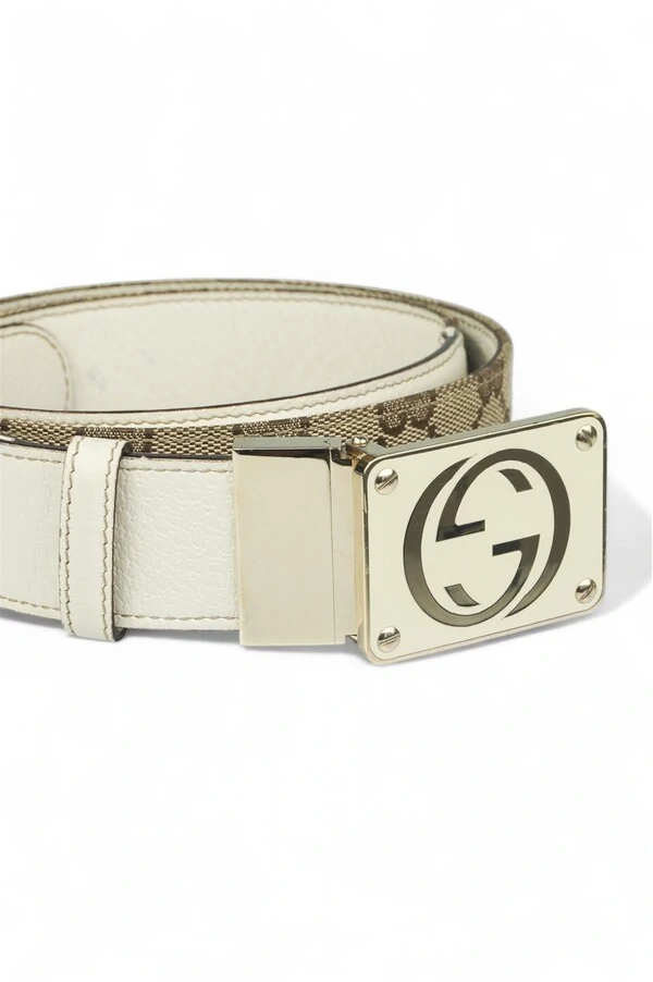 Cinto Gucci Monograma GG Archive - White / Canvas
