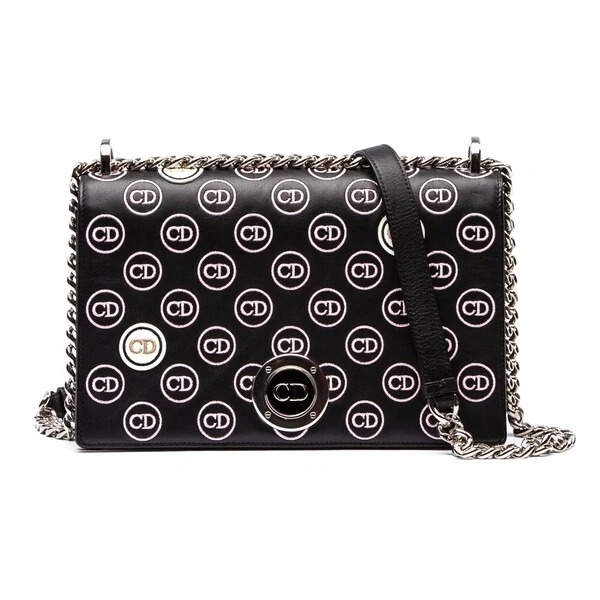 Bolsa Dior Diorama Clasp Flap Bag Preta