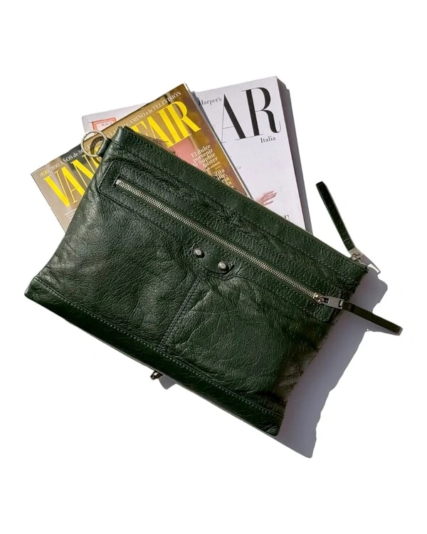Porta Documentos Balenciaga Motorcycle Verde Musgo
