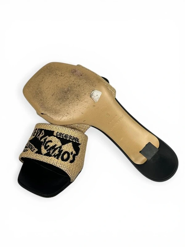 Ferragamo Mule de Jacquard e Ráfia