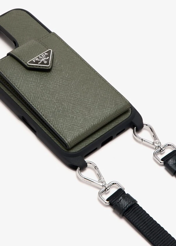 Prada Saffiano Phone Case with Strap – iPhone 16 Pro Max.