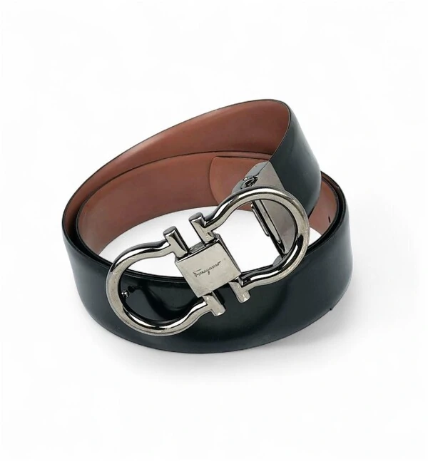 Cinto Ferragamo Double Gancini Preto