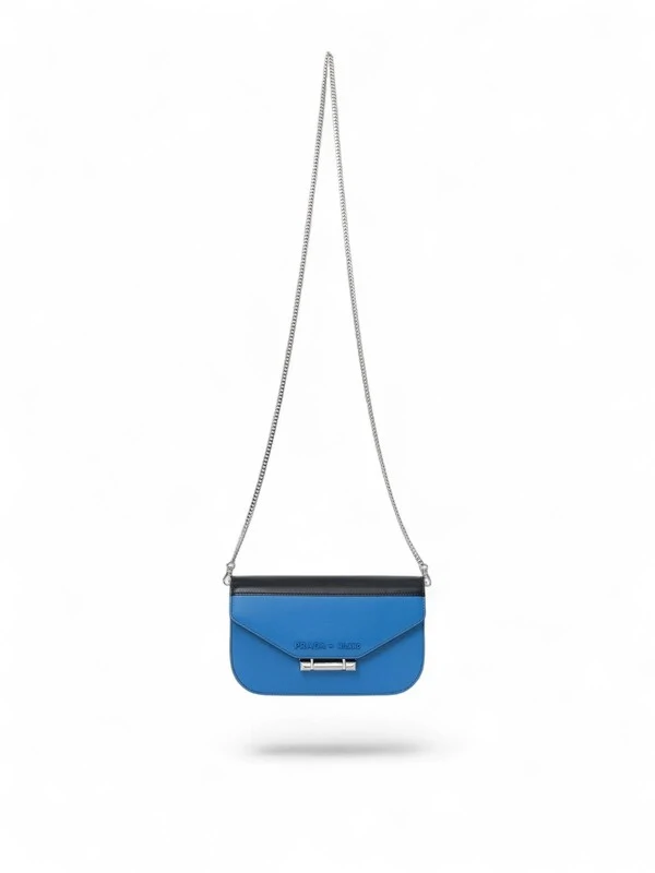 Bolsa Prada Sybille Crossbody em Couro Azul e Preto
