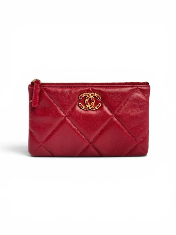 Clutch Chanel 19 Pochette CC Vermelha