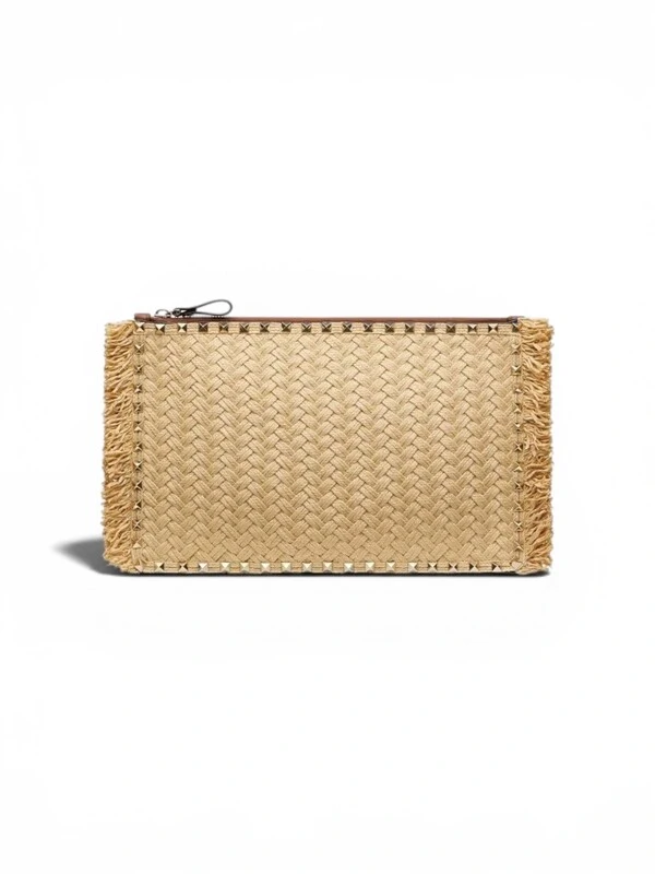 Clutch Valentino Ráfia e Couro