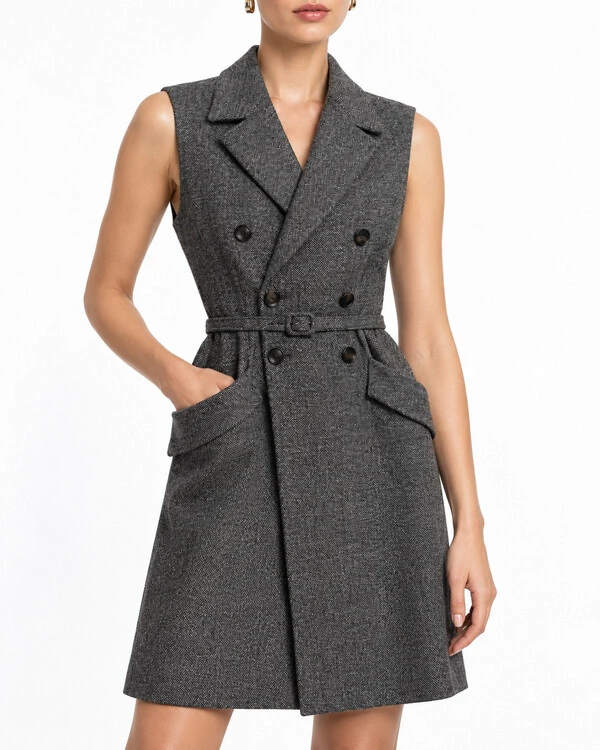 Vestido Christian Dior Bar Jacket Belt Cinza