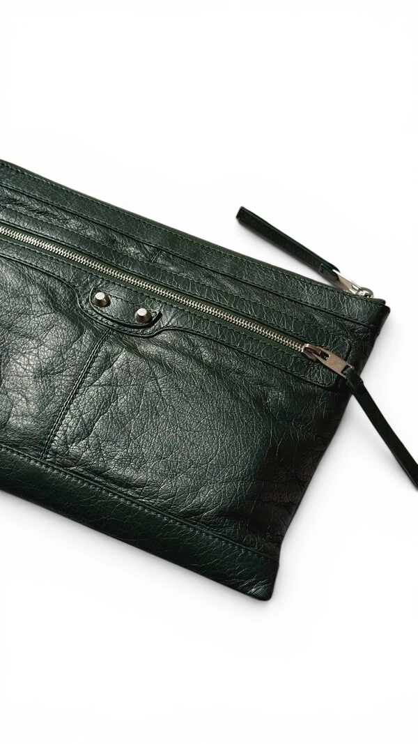 Porta Documentos Balenciaga Motorcycle Verde Musgo