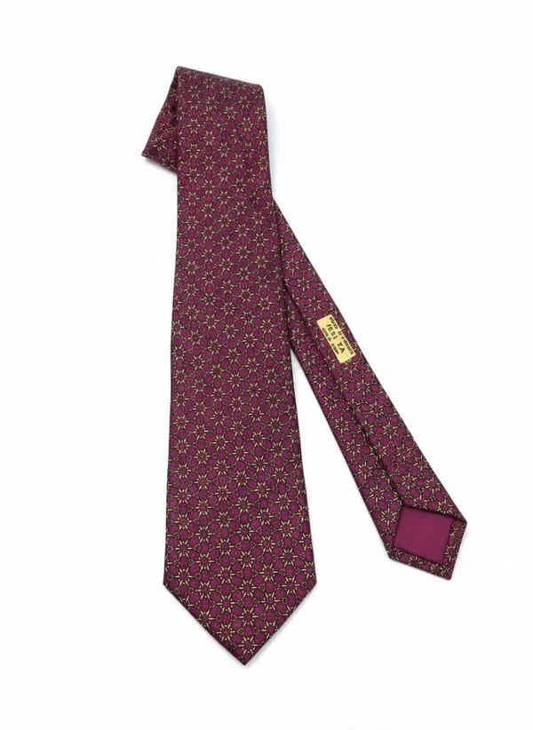 Gravata Hermès em Seda Amarante Mosaïque