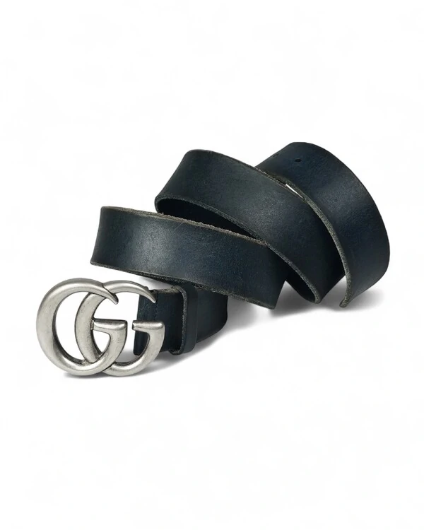 Gucci GG Distressed Leather Belt – Navy