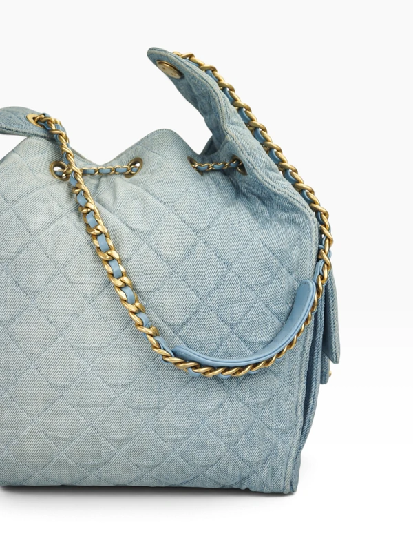 Chanel 25 Washed Denim Matelassê Large