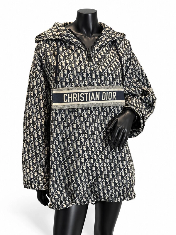 Anorak Dior Hooded em Jacquard Dior Oblique Azul-Marinho