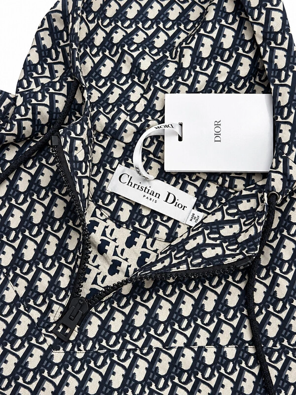 Anorak Dior Hooded em Jacquard Dior Oblique Azul-Marinho