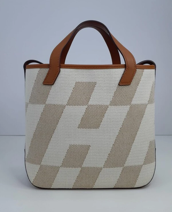 Bolsa Hermès Cabas H Em Biais 27 Caramelo Off White