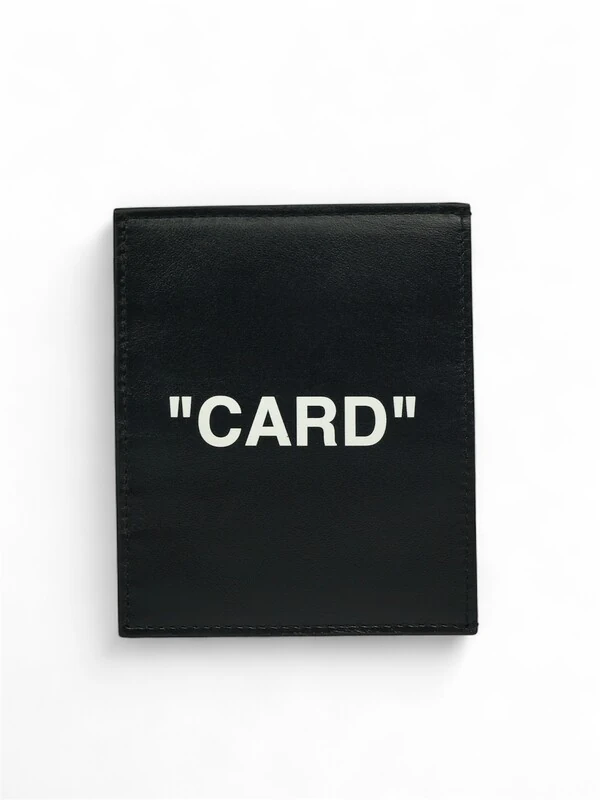 Porta Cartão Off White Couro Preto