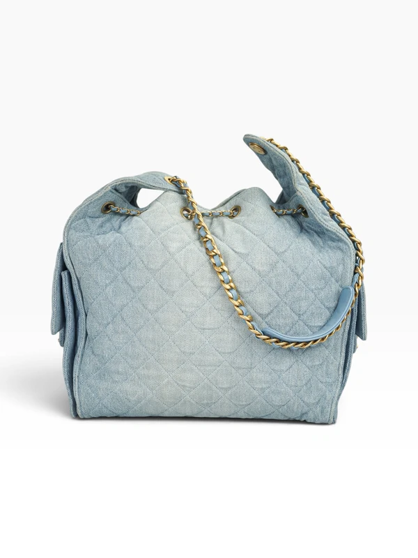 Chanel 25 Washed Denim Matelassê Large
