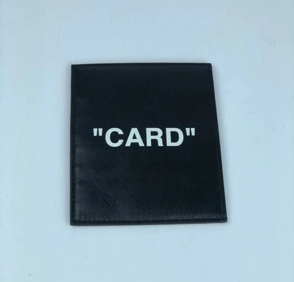 Porta Cartão Off White Couro Preto