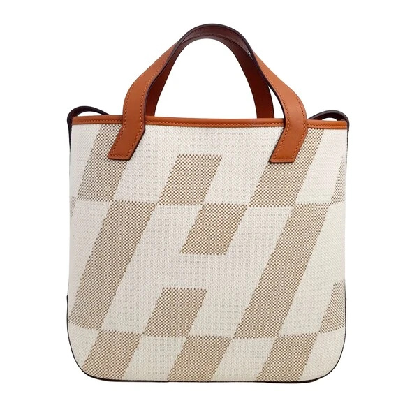 Bolsa Hermès Cabas H Em Biais 27 Caramelo Off White