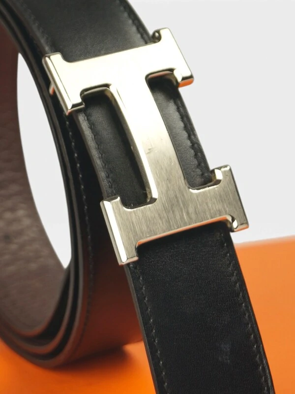 Cinto Hermès Constance Reversível Preto e Marrom