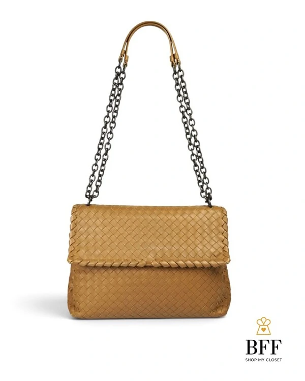 Bolsa Bottega Veneta Olimpia Intrecciato Caramelo