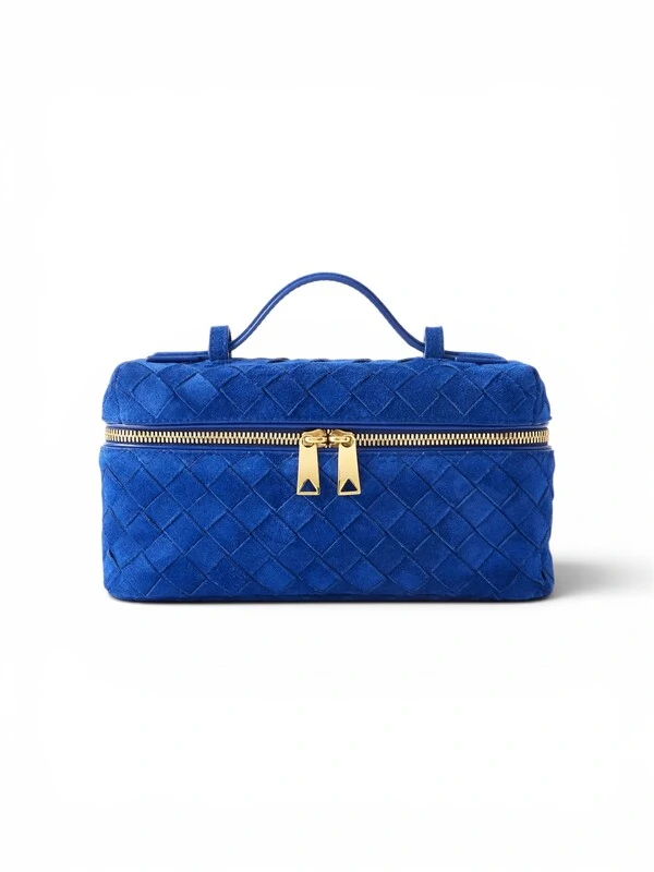 Bolsa Bottega Veneta Bang Bang Intrecciato Suede Azul Royal