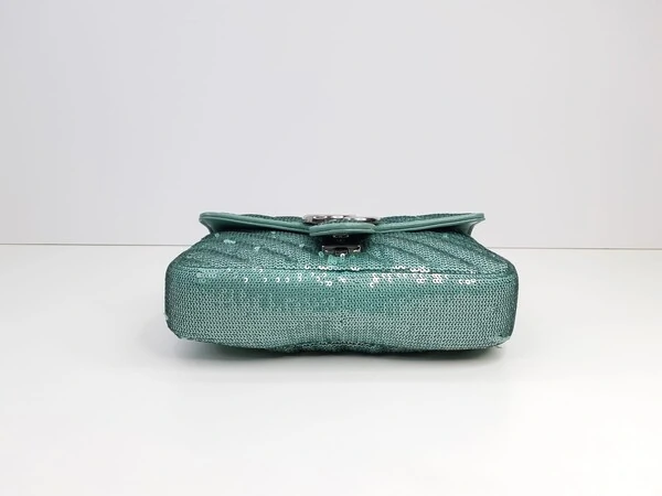Bolsa Gucci Marmont Paetê Azul Turquesa