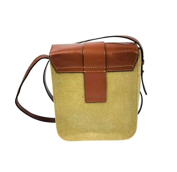 Bolsa Dior Crossbody Vintage Canvas Couro Bege e Caramelo