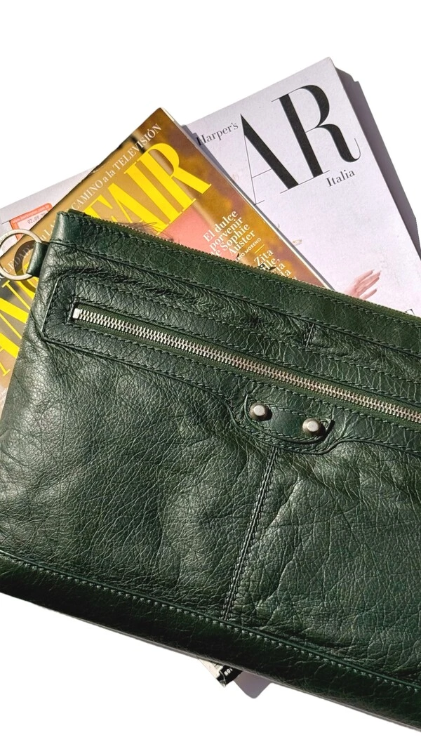 Porta Documentos Balenciaga Motorcycle Verde Musgo