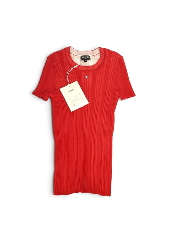 Chanel Top Coco Beach Canelado Vermelho