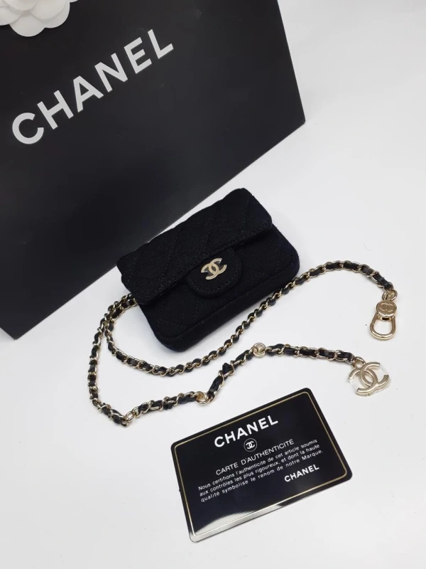 Cinto Chanel com Mini 255 em Camurça Preta