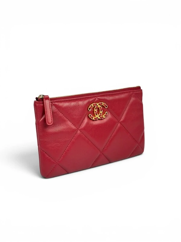 Clutch Chanel 19 Pochette CC Vermelha