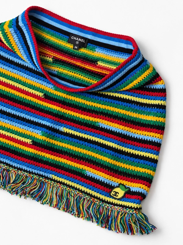 Saia Chanel Coco Beach Tricot Listrado Multicolorido