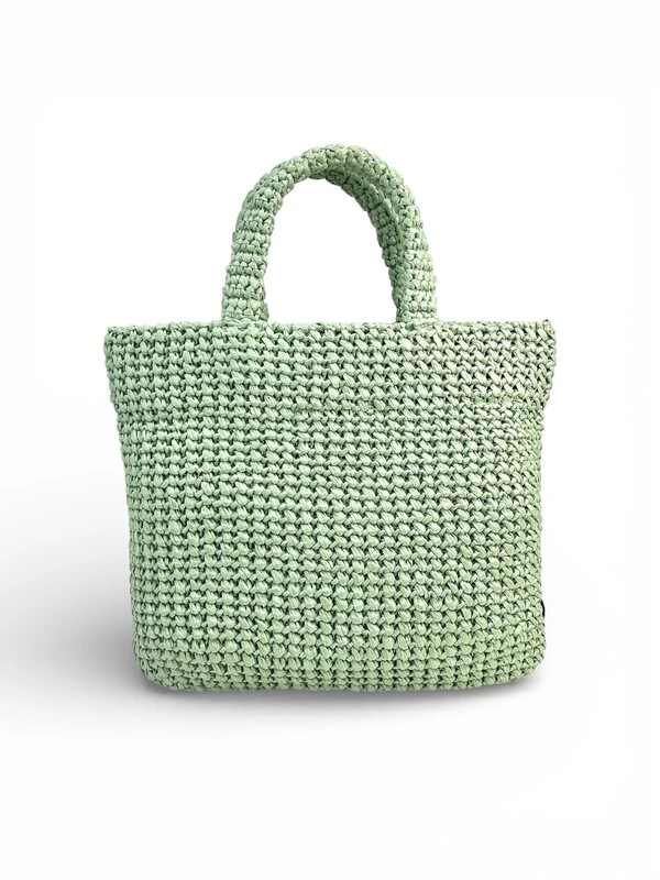 Bolsa Prada Ráfia Crochê Verde Menta