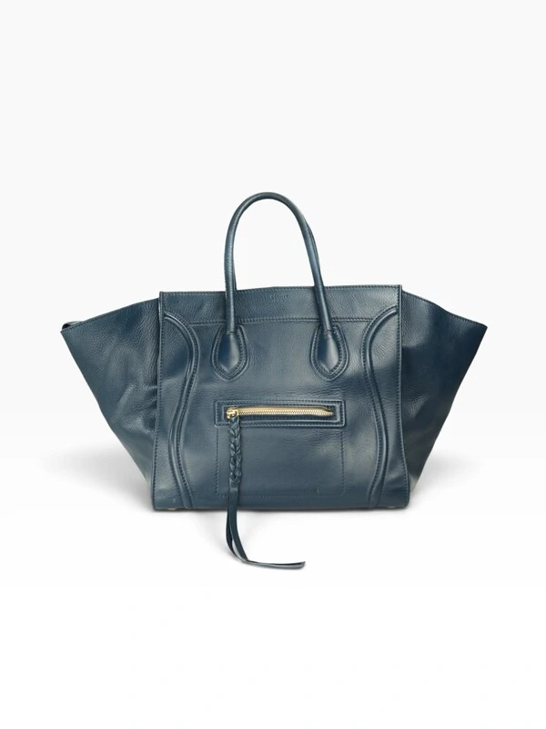 Celine Phantom Luggage Média Azul-Petróleo