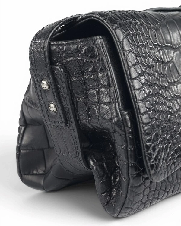 Bolsa Chanel 2.55 Messenger Crocodilo Preta