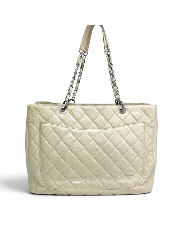 Bolsa Chanel Grand Shopping Tote GST XL Caviar Beige